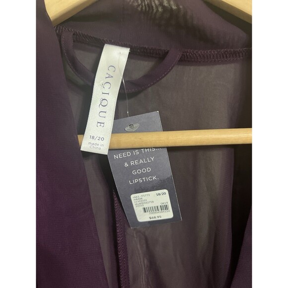 Cacique Seriously Sexy Lingerie Robe 18*20 Dark Purple Lace Short Sleeve NWT - Picture 3 of 4